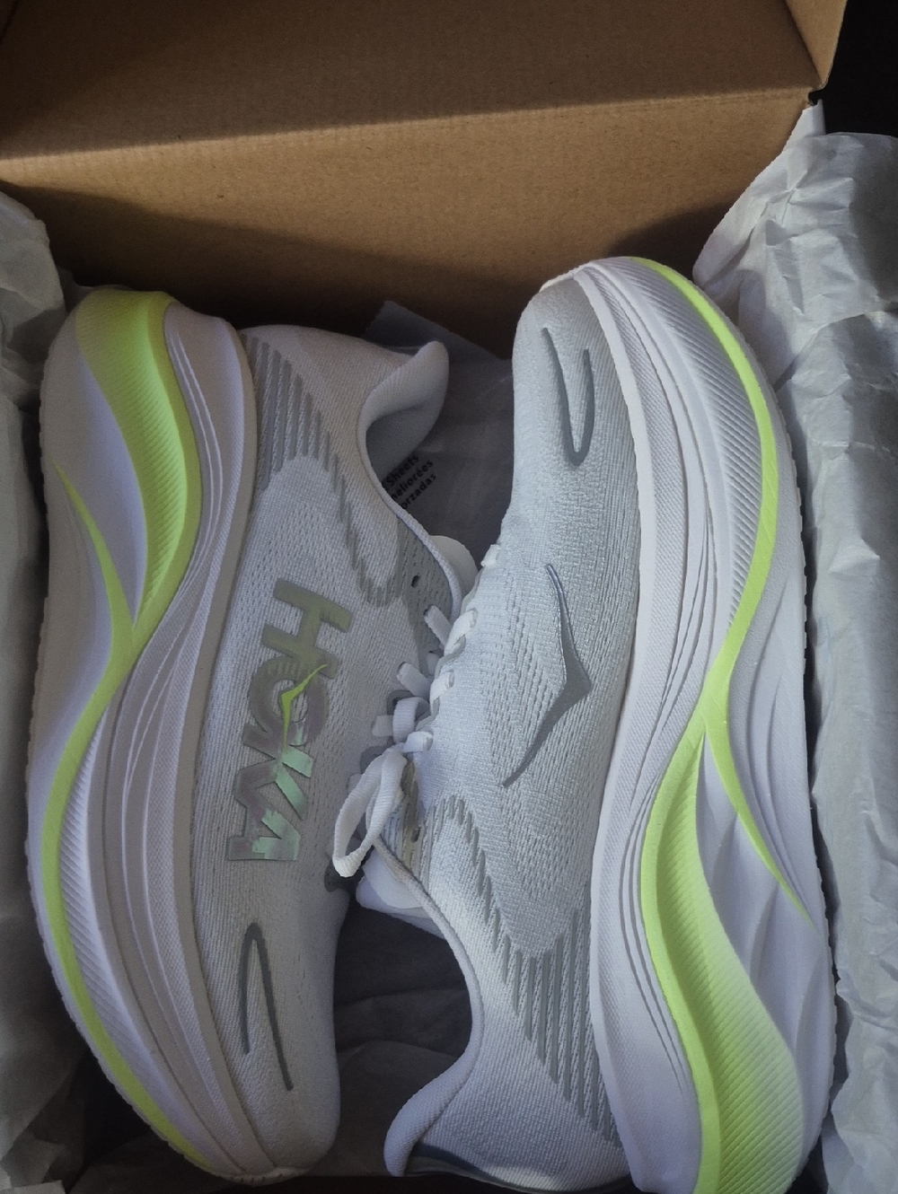 HOKA Skyward X 2 Women’s Size 9 B White Neon Yuzu Running Shoes NWT - Picture 6 of 6